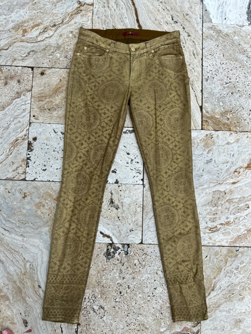 Patterned Gold Skinny Jeans